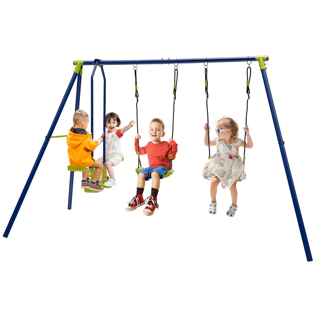 440 Lbs Swing Set 2-in-1 Kids Swing Stand W/ Two Swings & One Glider For Backyard