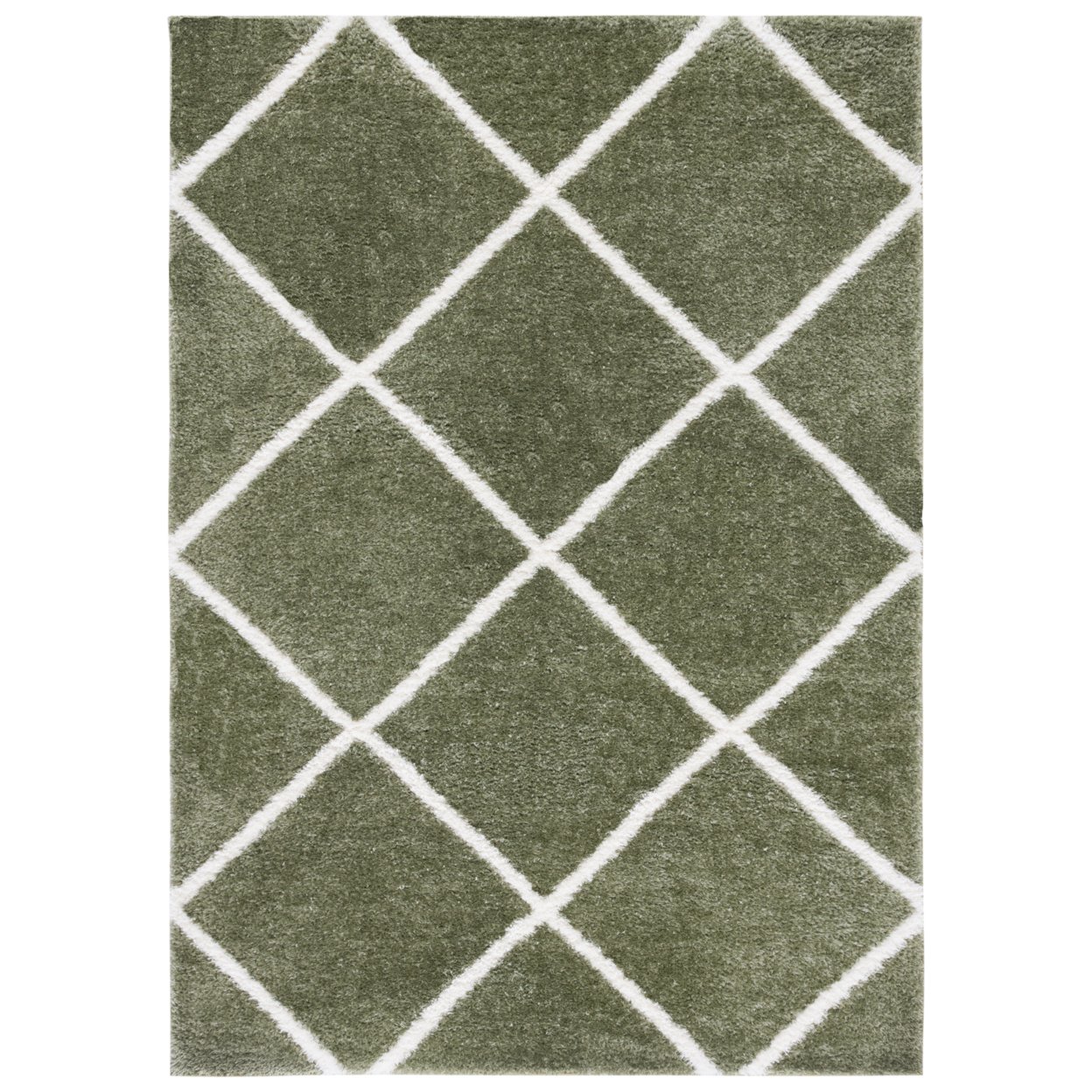 SAFAVIEH Tahoe Shag Collection THO675A White / Silver Rug - 6'-7 X 6'-7 Round