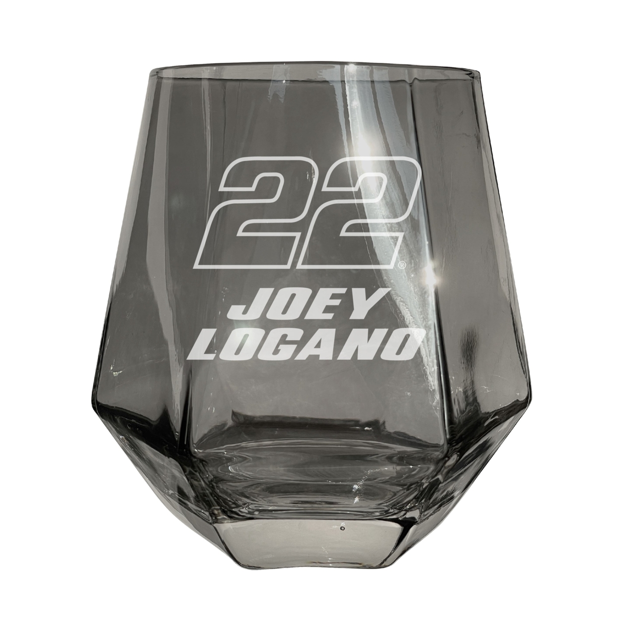 #22 Joey Logano Officially Licensed 10 Oz Engraved Diamond Wine Glass - Grey, Single