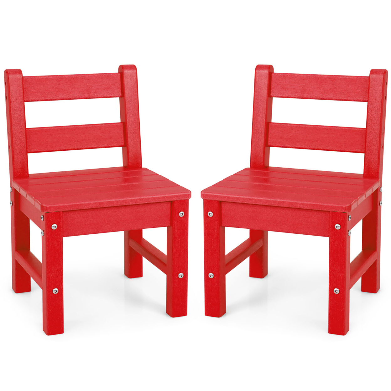 2 PCS Kids Chairs Indoor Outdoor Heavy-Duty All-Weather Children Learning Chair - Red