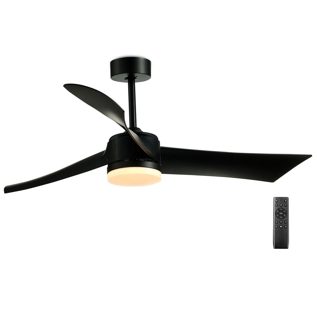 52'' Reversible Ceiling Fan With Light 2700K/4200K/6500K LED Ceiling Fan - Black