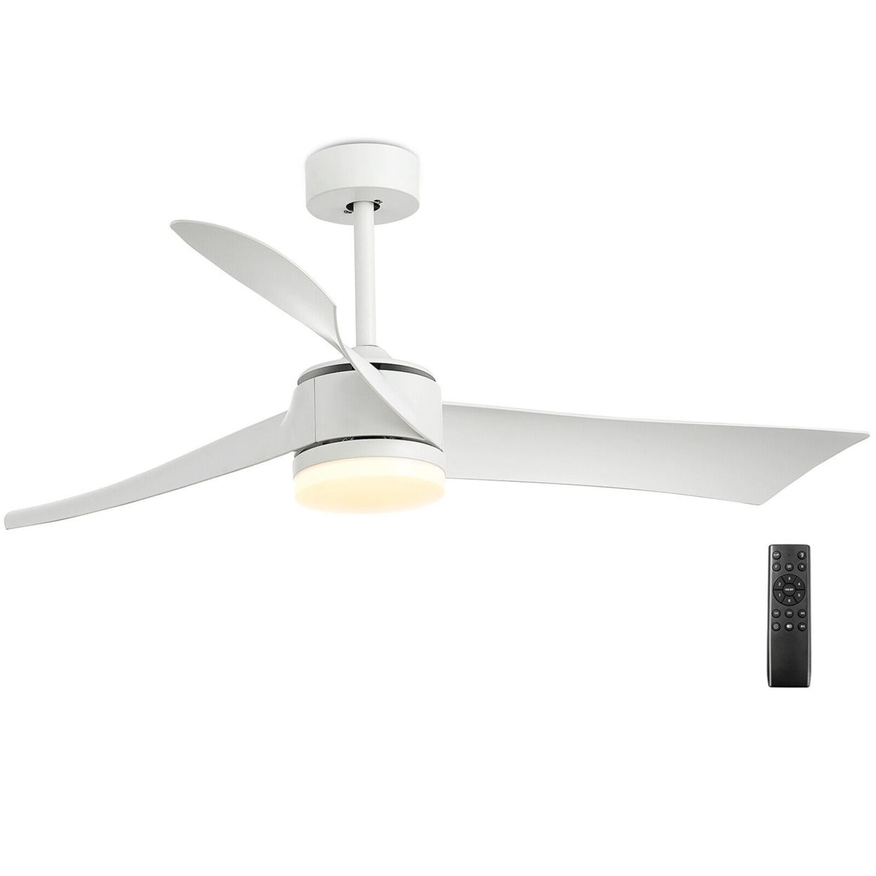 52'' Reversible Ceiling Fan With Light 2700K/4200K/6500K LED Ceiling Fan - White