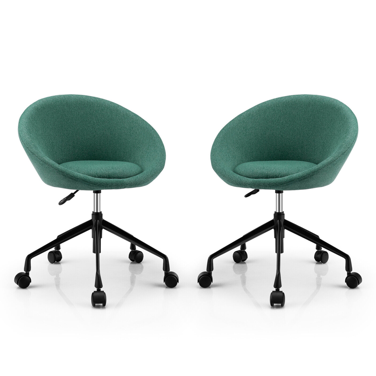 Set Of 2 Swivel Home Office Chair Adjustable Accent Chair W/ Flexible Casters - Green