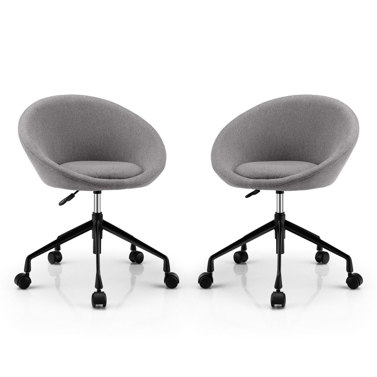 Set Of 2 Swivel Home Office Chair Adjustable Accent Chair W/ Flexible Casters - Grey