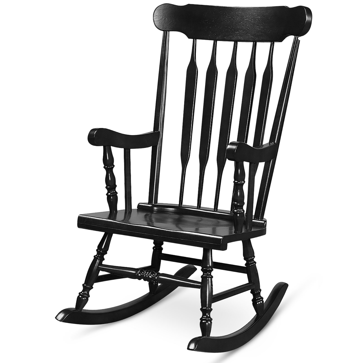 Wooden Rocking Chair Single Rocker Indoor Garden Patio Yard Black
