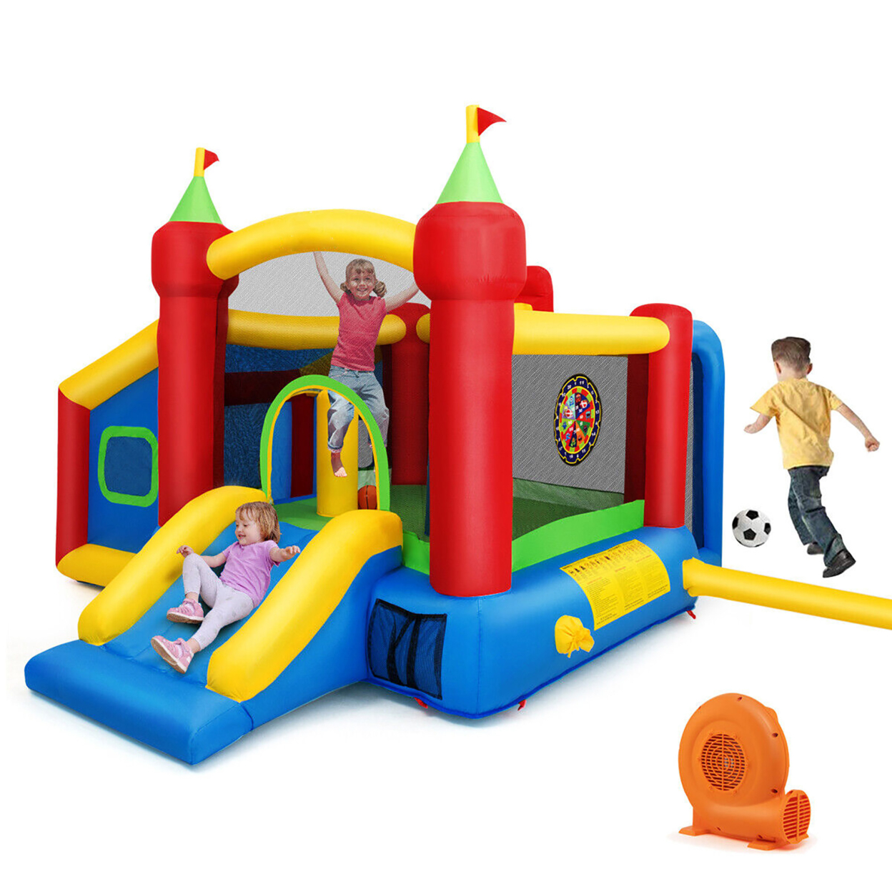 Kids Inflatable Bounce House Play Slide Jumping Castle Ball Pit With 550W Blower