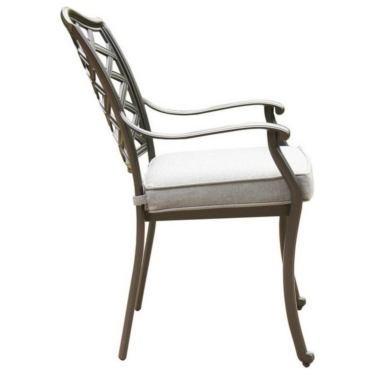 Wynn 26 Inch Modern Patio Dining Armchair With Cushion, Aluminum, Gray- Saltoro Sherpi