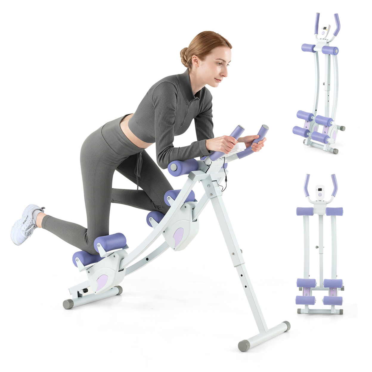 Ab Machine Foldable Core & Abdominal Workout Trainer Cruncher Adjustable Heights