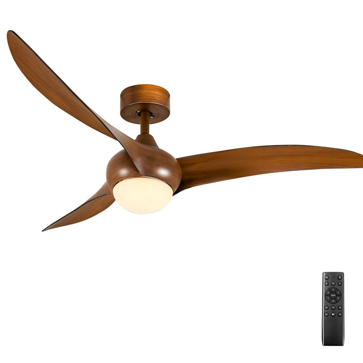 52 Inch Ceiling Fan W/ Light Changeable Light Color Reversible DC Motor For Home