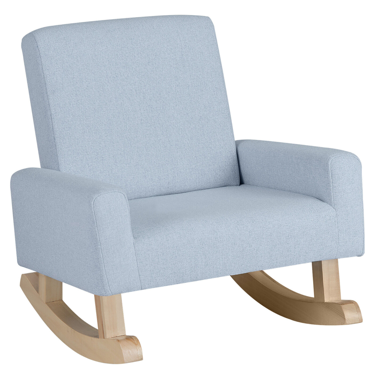 Kids Rocking Chair Children Armchair Linen Upholstered Sofa W/ Solid Wood Legs - Blue