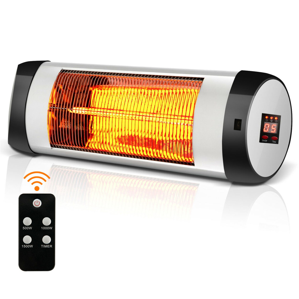 Wall-Mounted Electric Heater Patio Infrared Heater W/ Remote Control