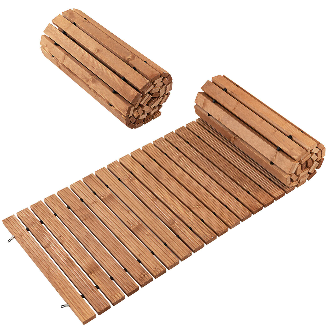 8 FT Roll-out Wood Pathway 22'' Width Patio Path Straight Weather-Resist