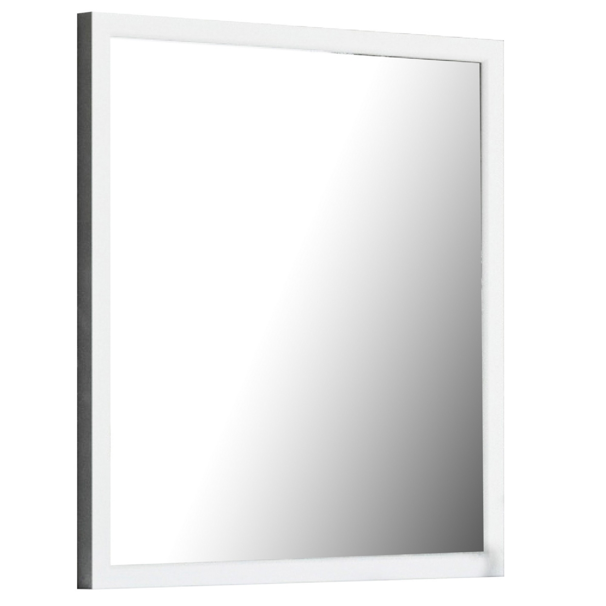 Noe 40 Inch Modern Mirror, Wood Frame, Portrait, Matte, White- Saltoro Sherpi