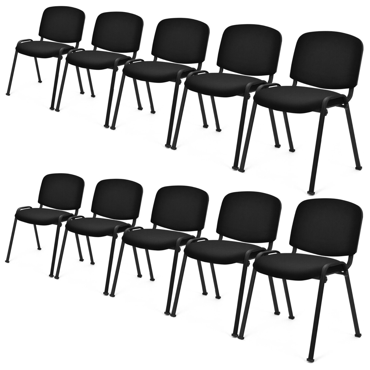 Set Of 10 Stackable Mid Back Conference Guest Reception Chair Office Home