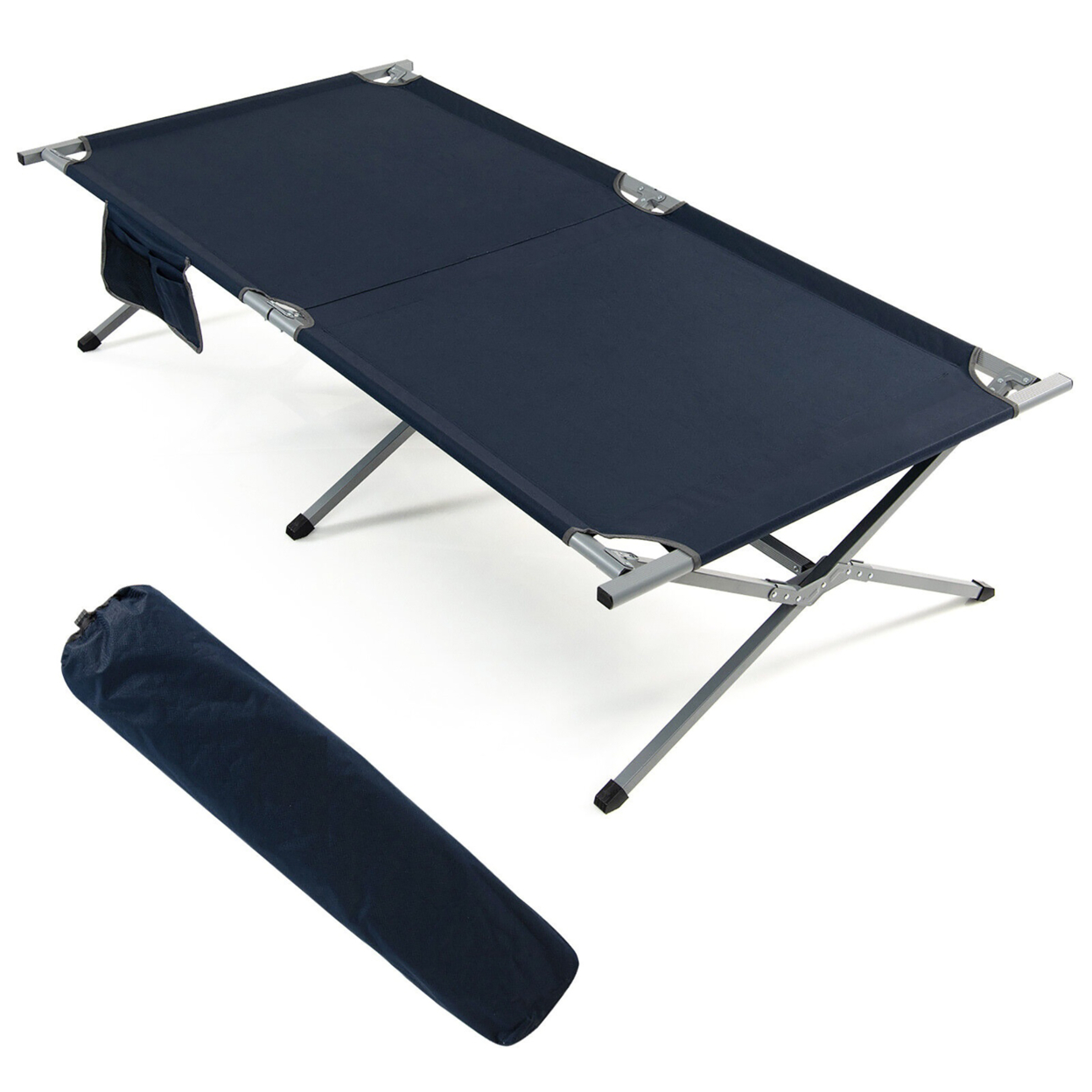 Gymax Folding Camping Bed Extra Wide Military Cot Up To 330Lbs W/ Carry Bag & Storage