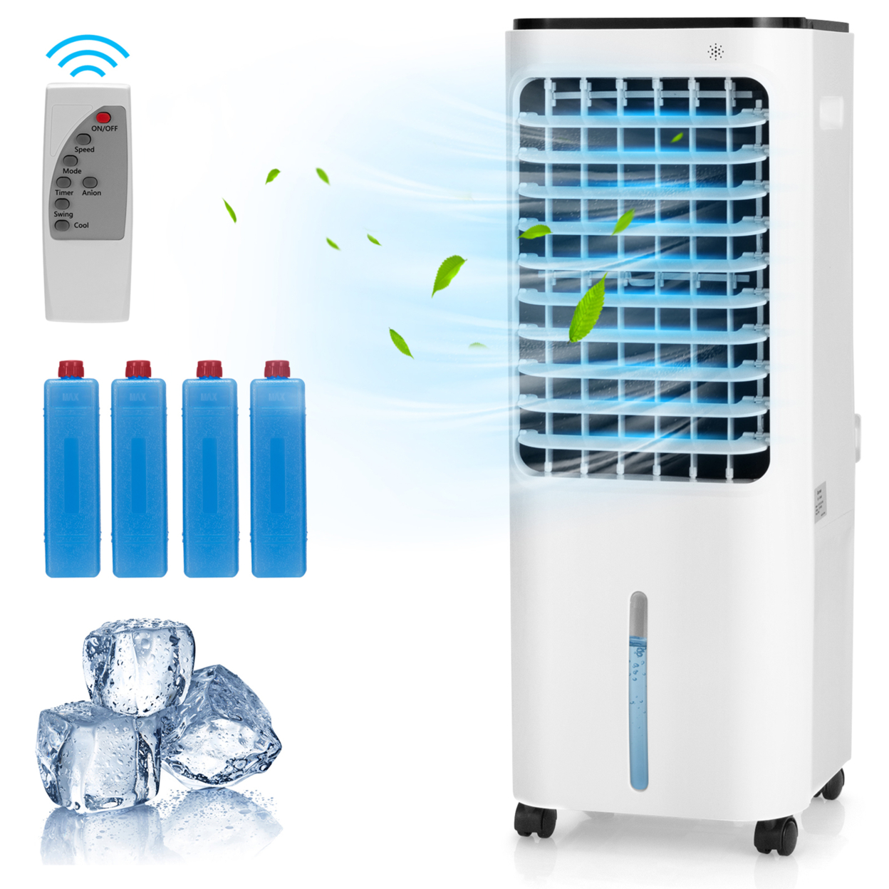 Evaporative Cooler Portable Air Cooler W/ 4 Ice Boxes & Remote Control