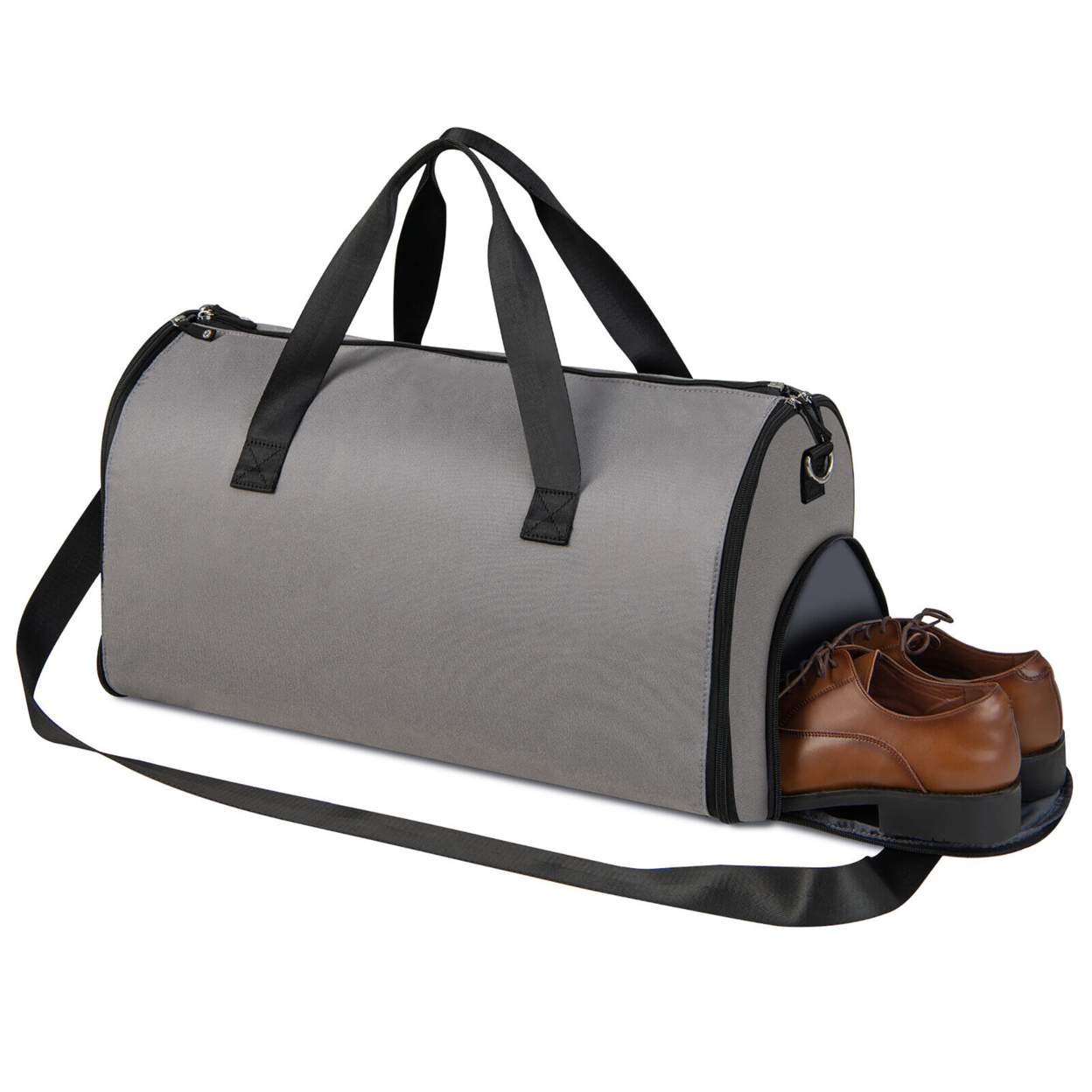 2 In 1 Duffel Garment Bag Hanging Suit Travel Bag W/ Shoe Compartment & Strap Light - Dark Grey