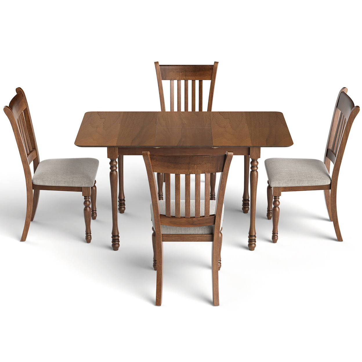 5 PCS Retro Dining Table Set W/ Dining Table & 4 Upholstered Chairs Rustic Brown