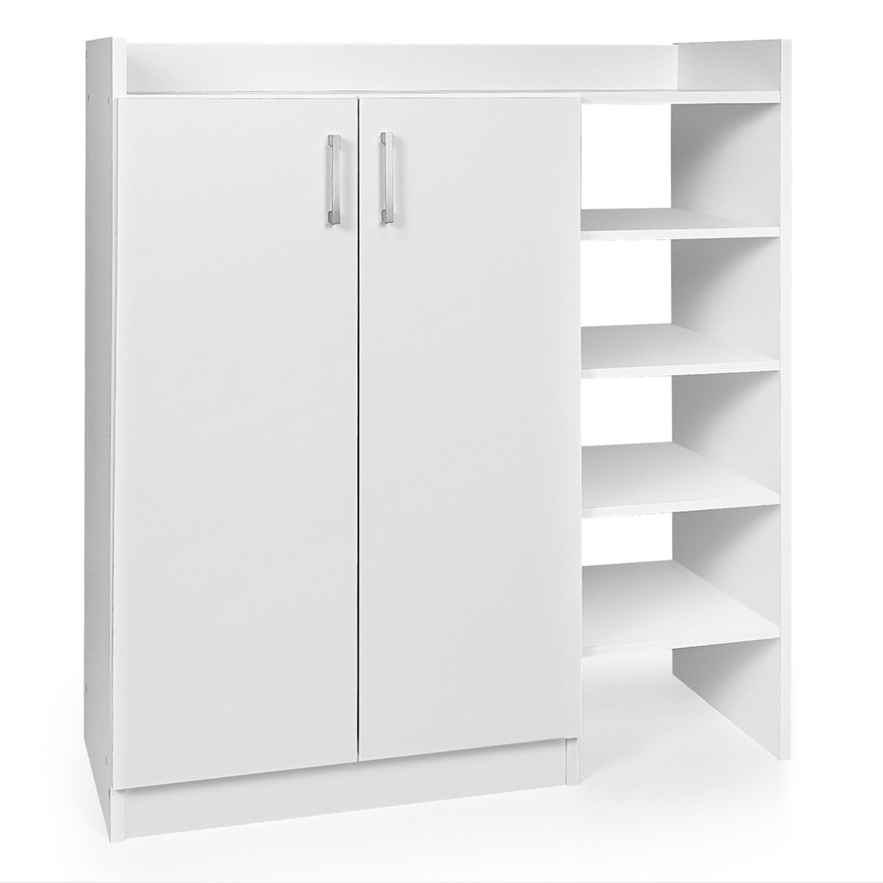 Wooden Shoe Cabinet 2-Door Storage Entryway Shoes Organizer W/ Adjustable Shelves