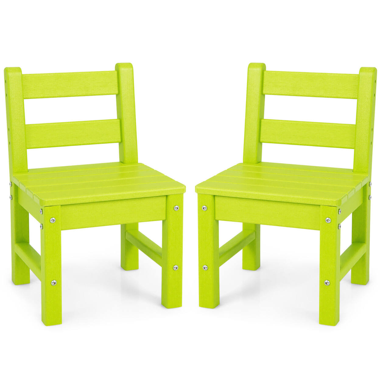 2 PCS Kids Chairs Indoor Outdoor Heavy-Duty All-Weather Children Learning Chair - Green