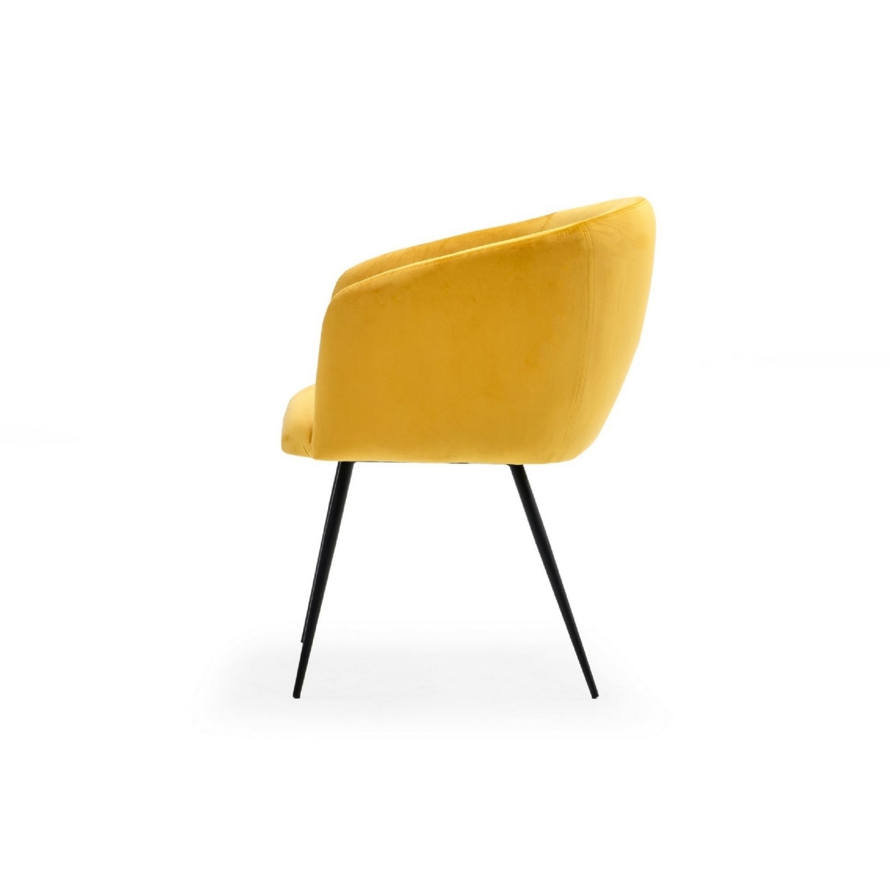 Cid 24 Inch Modern Dining Chair, Curved Back, Metal Peg Legs, Yellow- Saltoro Sherpi