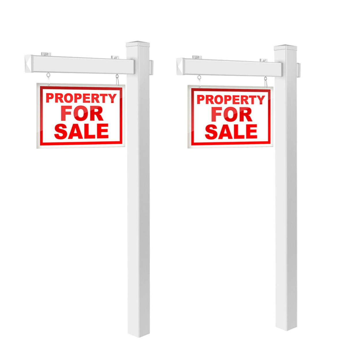2 PCS 6' UPVC Real Estate Sign Post Open House Yard Home For White W/Stake
