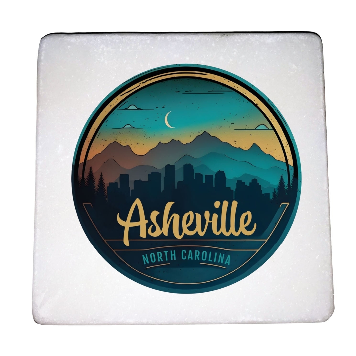 Asheville North Carolina Souvenir 4x4-Inch Coaster Marble