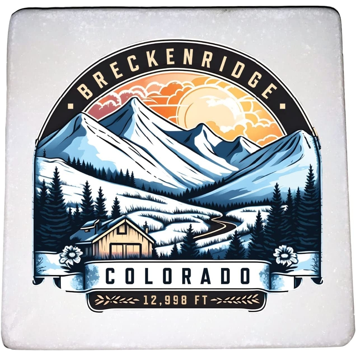 Breckenridge Colorado Souvenir 4-Pack Coaster Marble