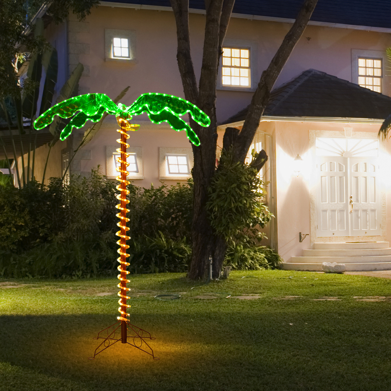 5ft Pre-lit LED Rope Light Palm Tree Hawaii-Style Holiday Decor W/ 198 LED Lights