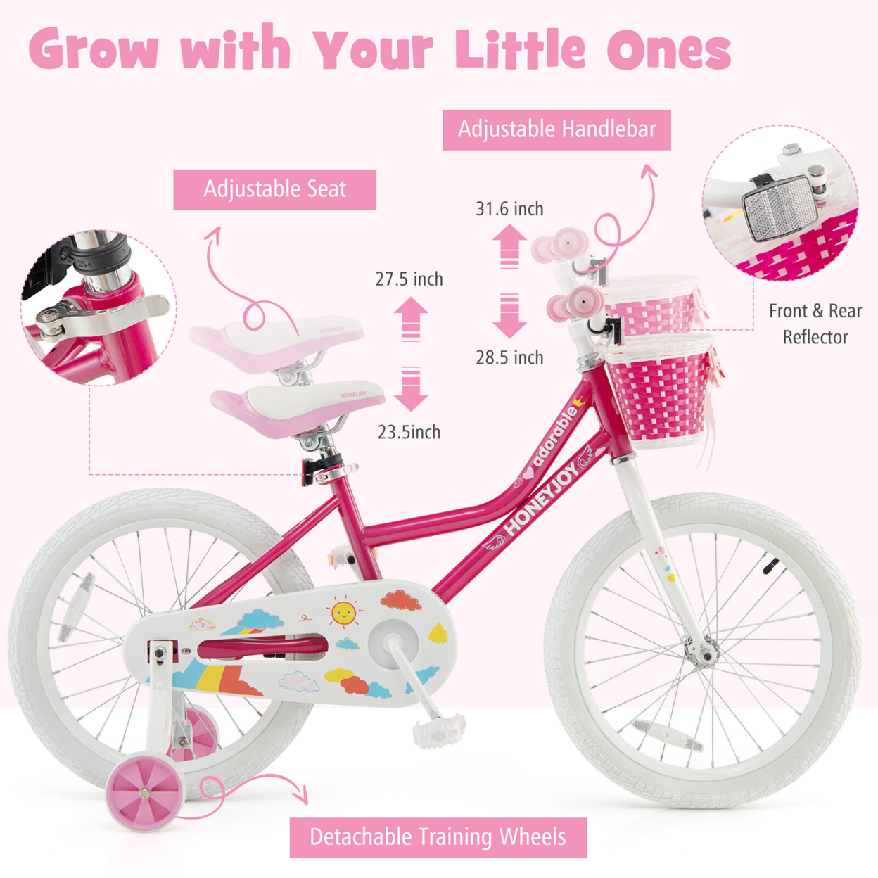 Kids Bicycle 18'' Toddler & Kids Bike W/Training Wheels For 6-8 Year Old Kids