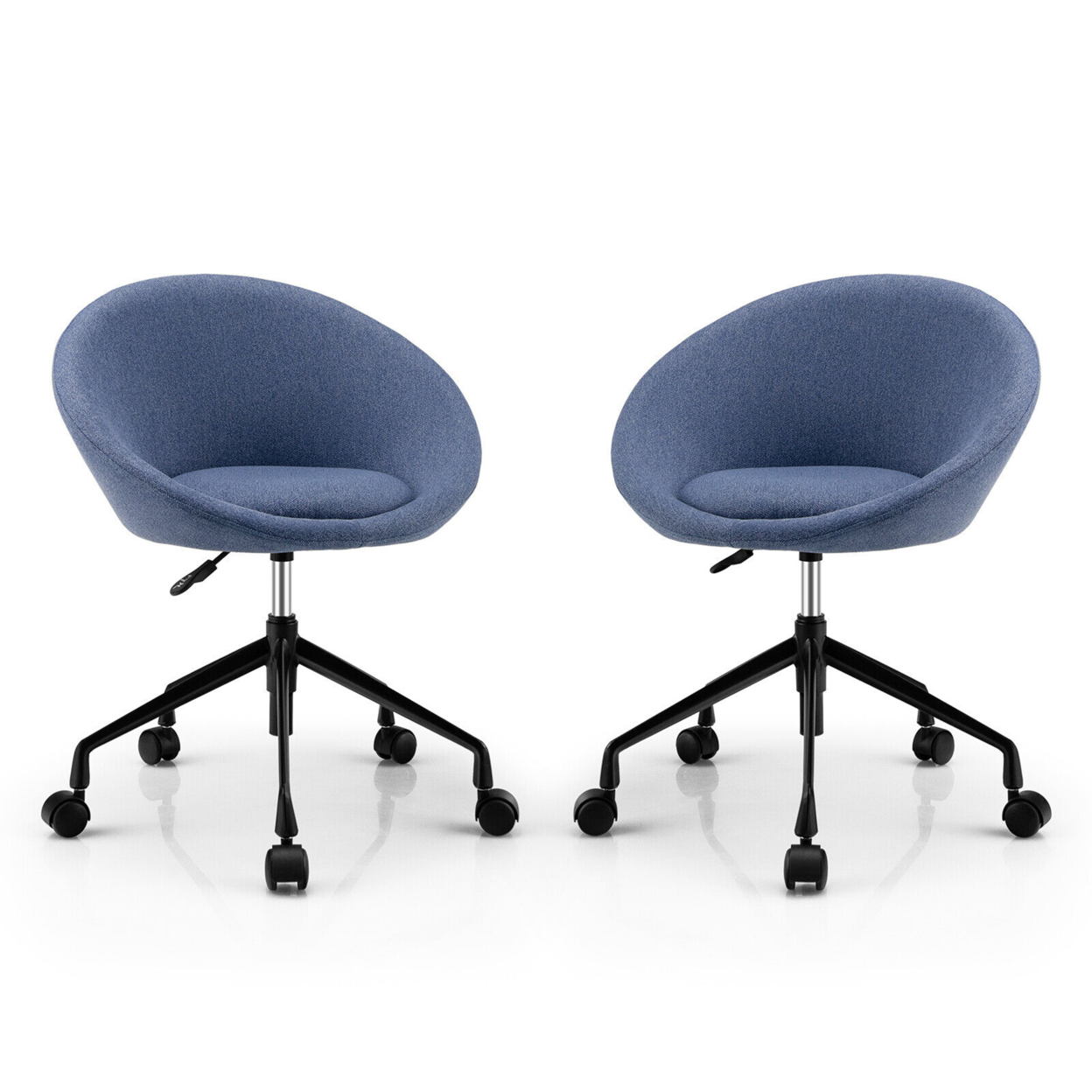 Set Of 2 Swivel Home Office Chair Adjustable Accent Chair W/ Flexible Casters - Blue