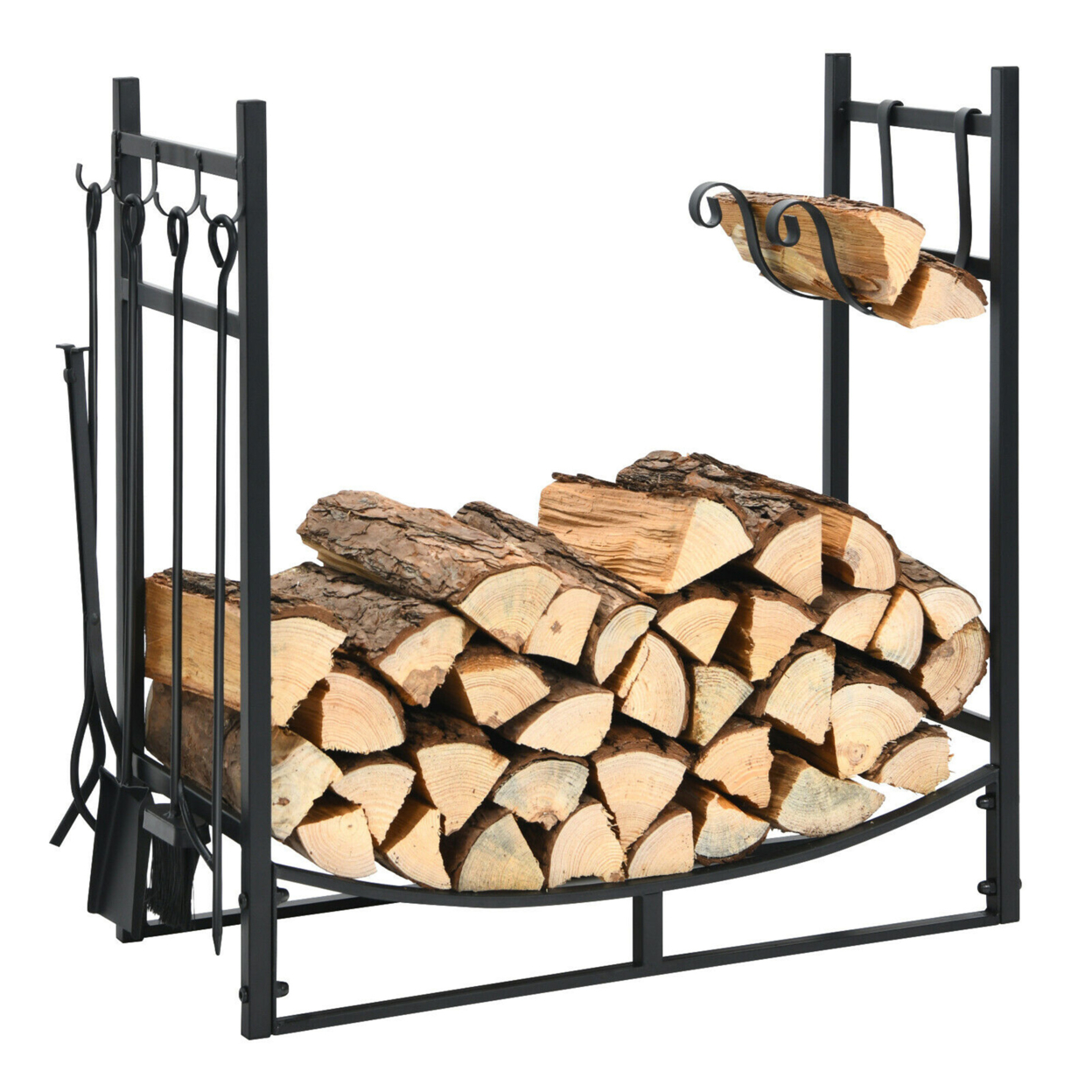 30'' Firewood Rack W/4 Tool Set Kindling Holders For Indoor & Outdoor
