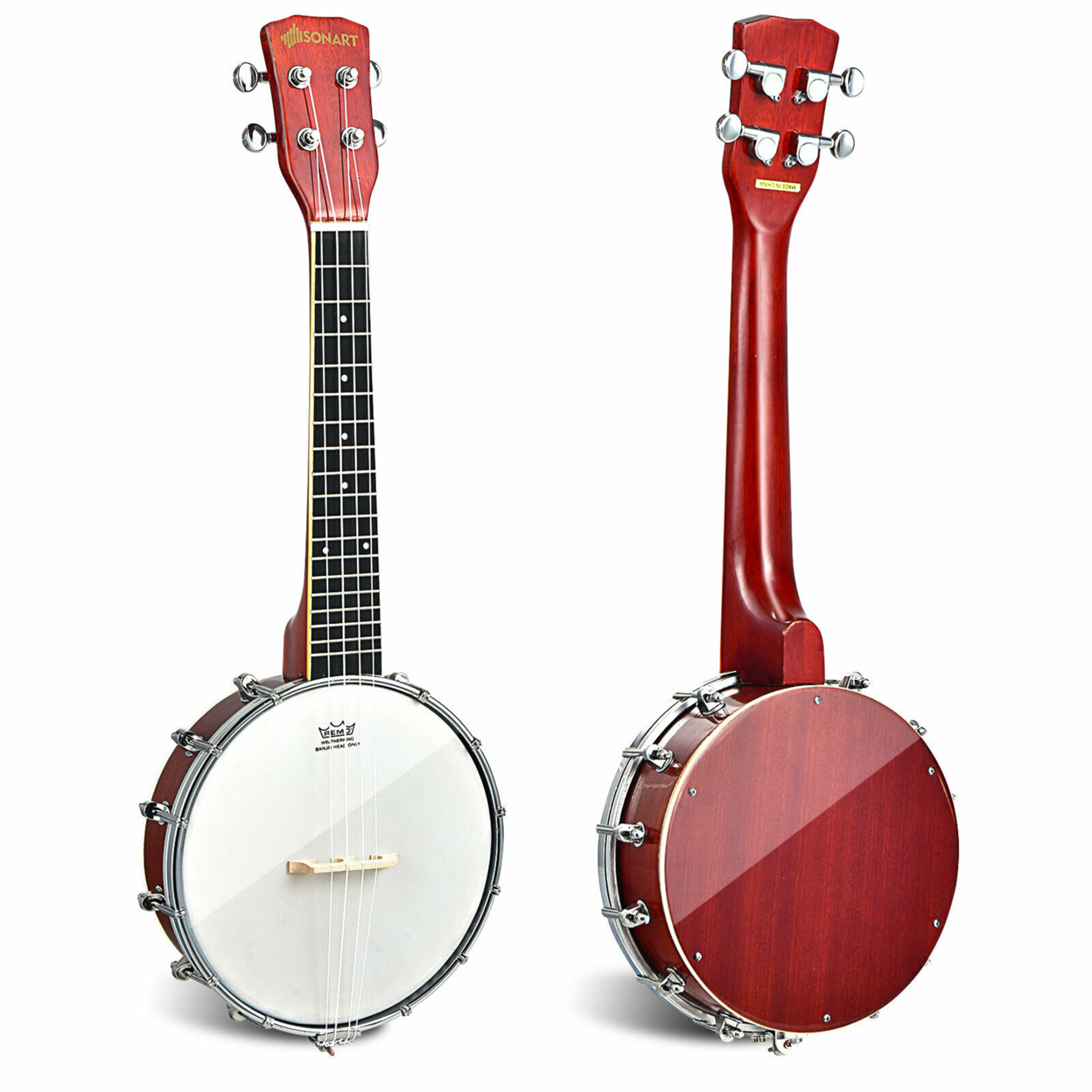 24'' 4-String Banjo Ukulele Remo Drumhead Gig Bag For Kid Adult Beginner