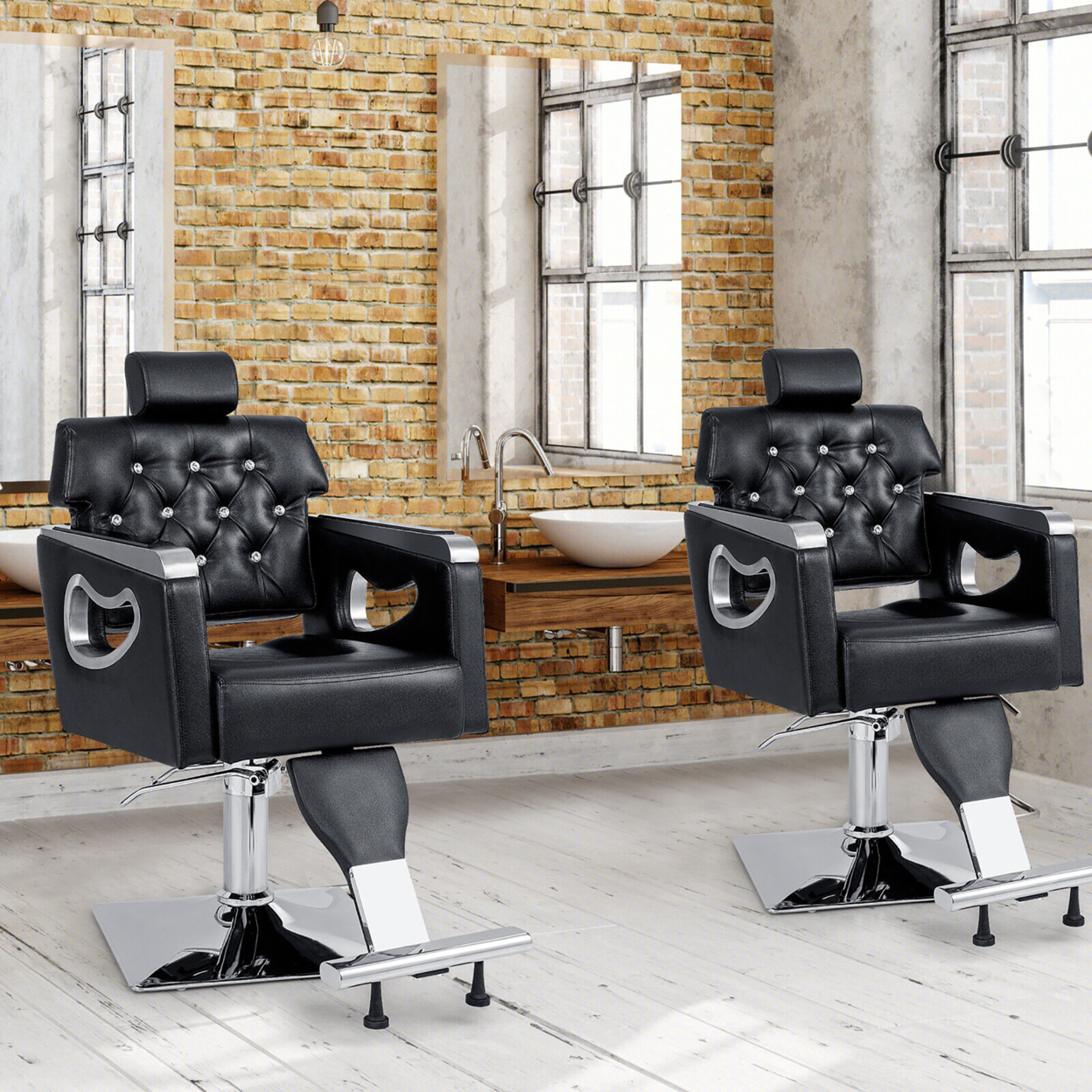 Adjustable Barber Chair Heavy-Duty Hydraulic Pump Salon Chair 360Â° Rotation
