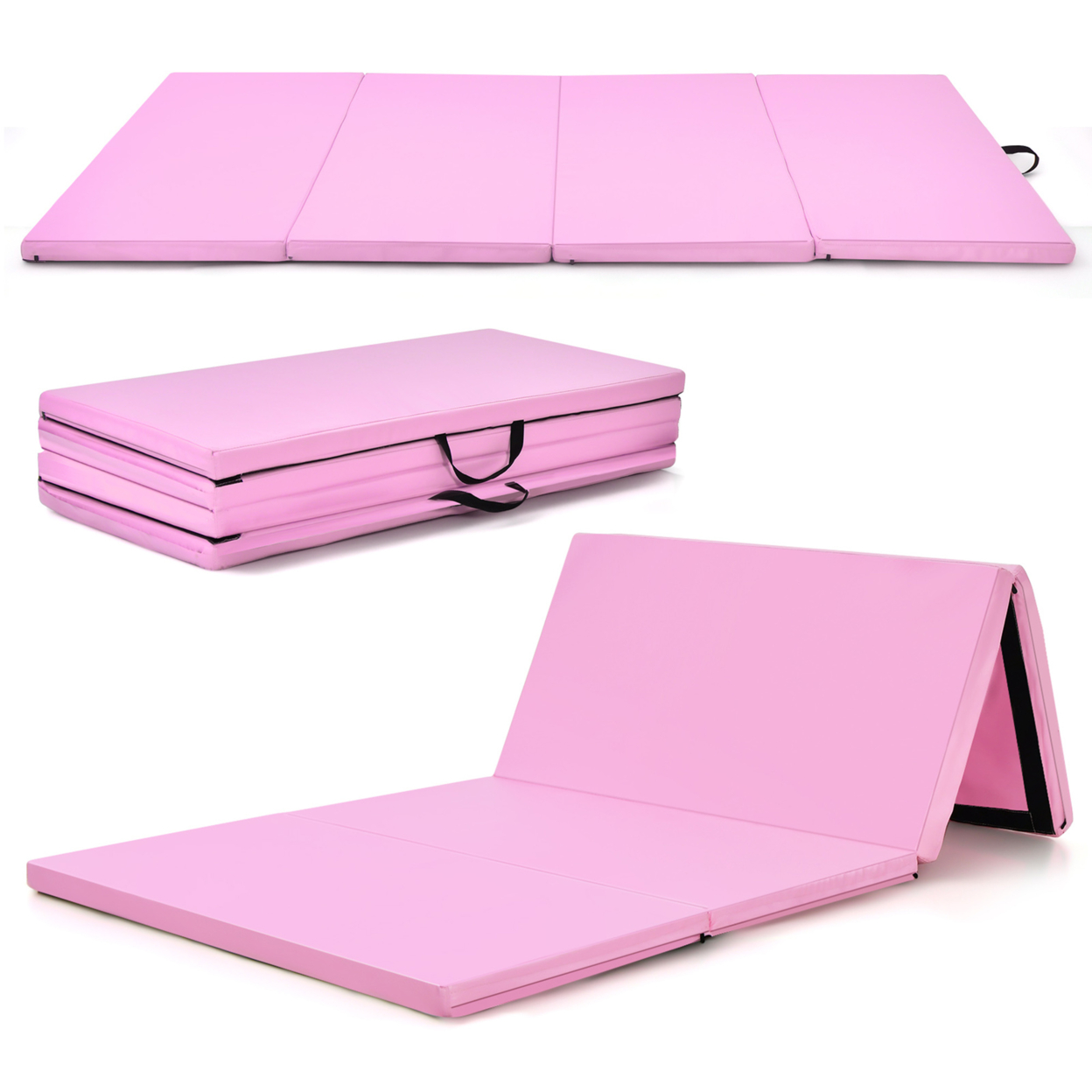 8' X 4' X 2'' Folding Gymnastics Tumbling Mat Thickened Exercise Mat Pink