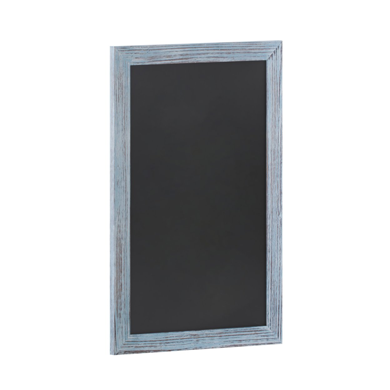 30 Inch Wall Hanging Chalkboard, Sleek Rustic Blue Wood Frame, Eraser