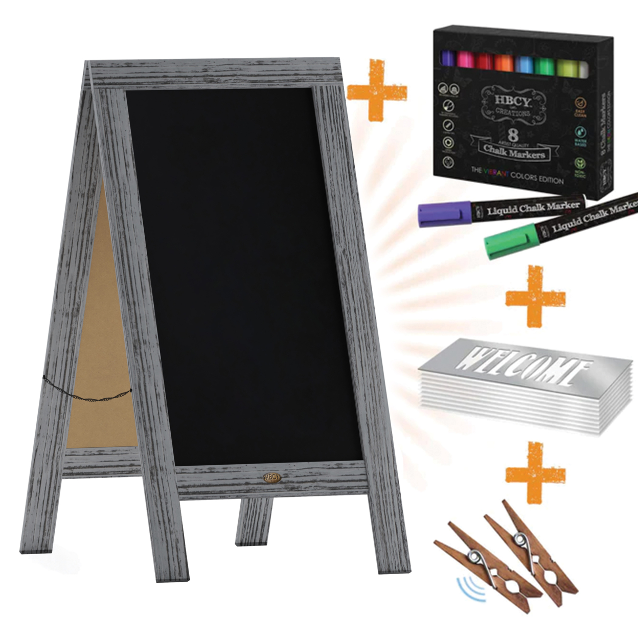 Graywashed Chalkboard Set