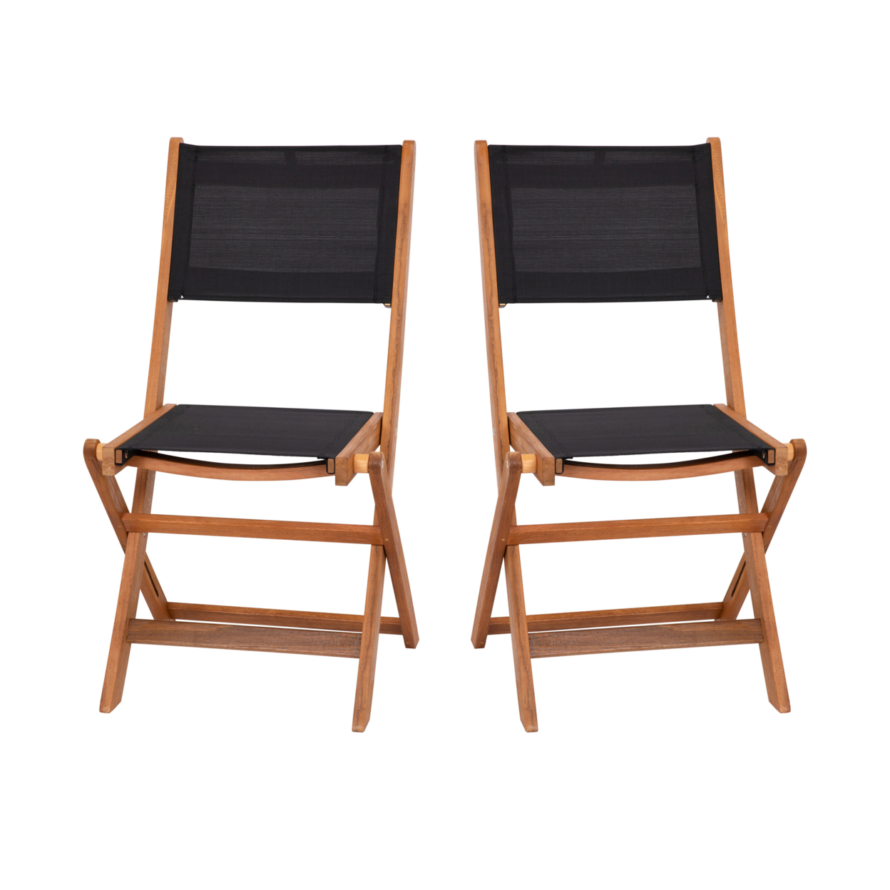 Indoor Outdoor Folding Bristo Chair, Textilene Seat And Back, Brown Wood