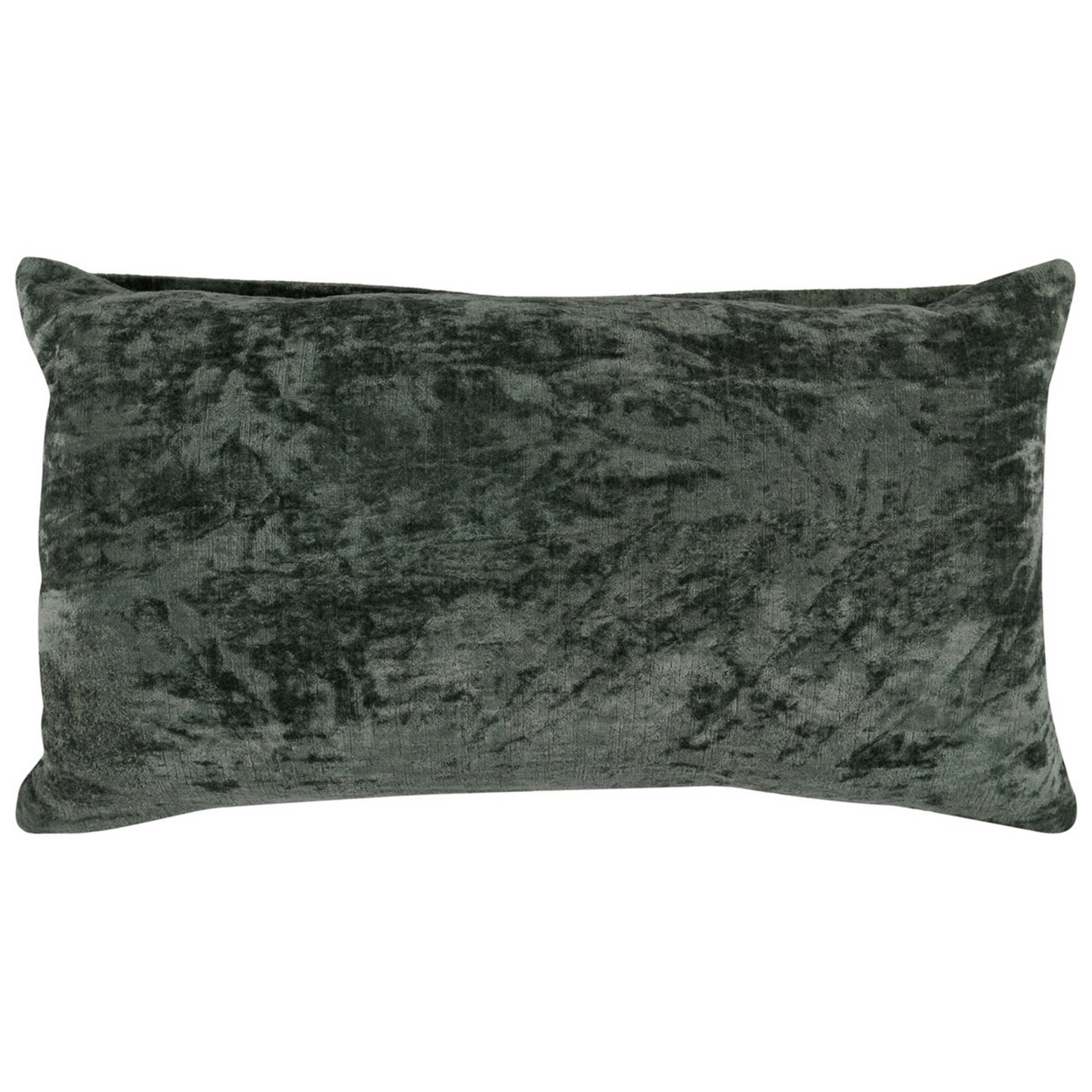 14 X 26 Lumbar Accent Throw Pillow, Hand Pleated, Vintage, Forest Green- Saltoro Sherpi