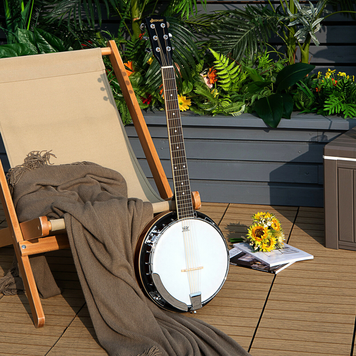 39'' Full Size 6-String Banjo Professional Instrument Open Back 24 Bracket