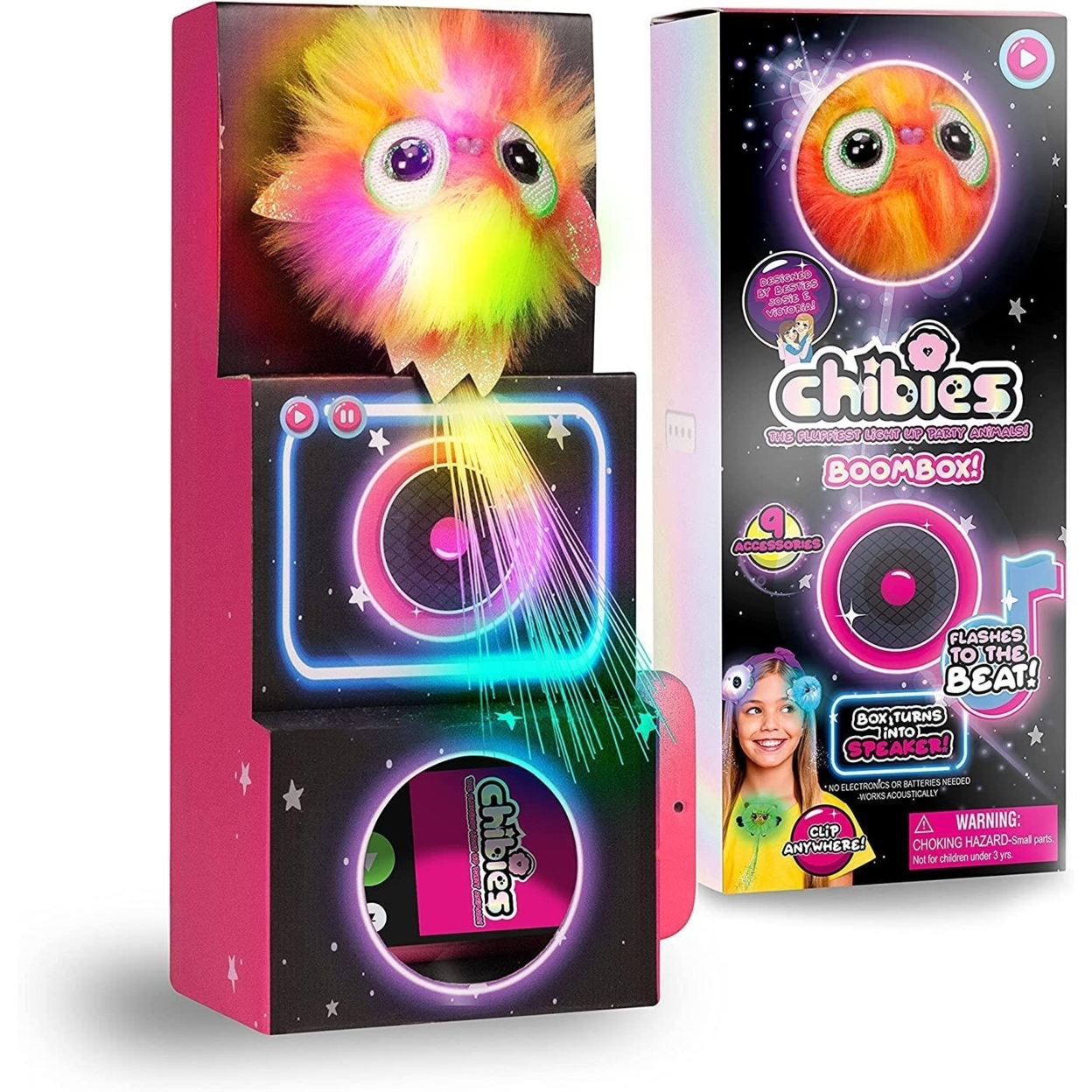 Chibies Boom Box Sparkle Parrot Interactive With Music Glows Lights WOW! Stuff