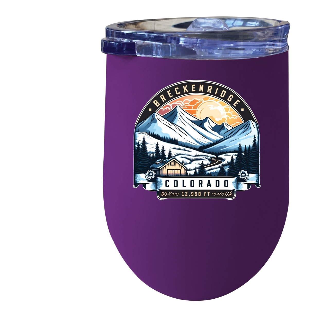 Breckenridge Colorado Souvenir 12 Oz Insulated Wine Stainless Steel Tumbler - Purple