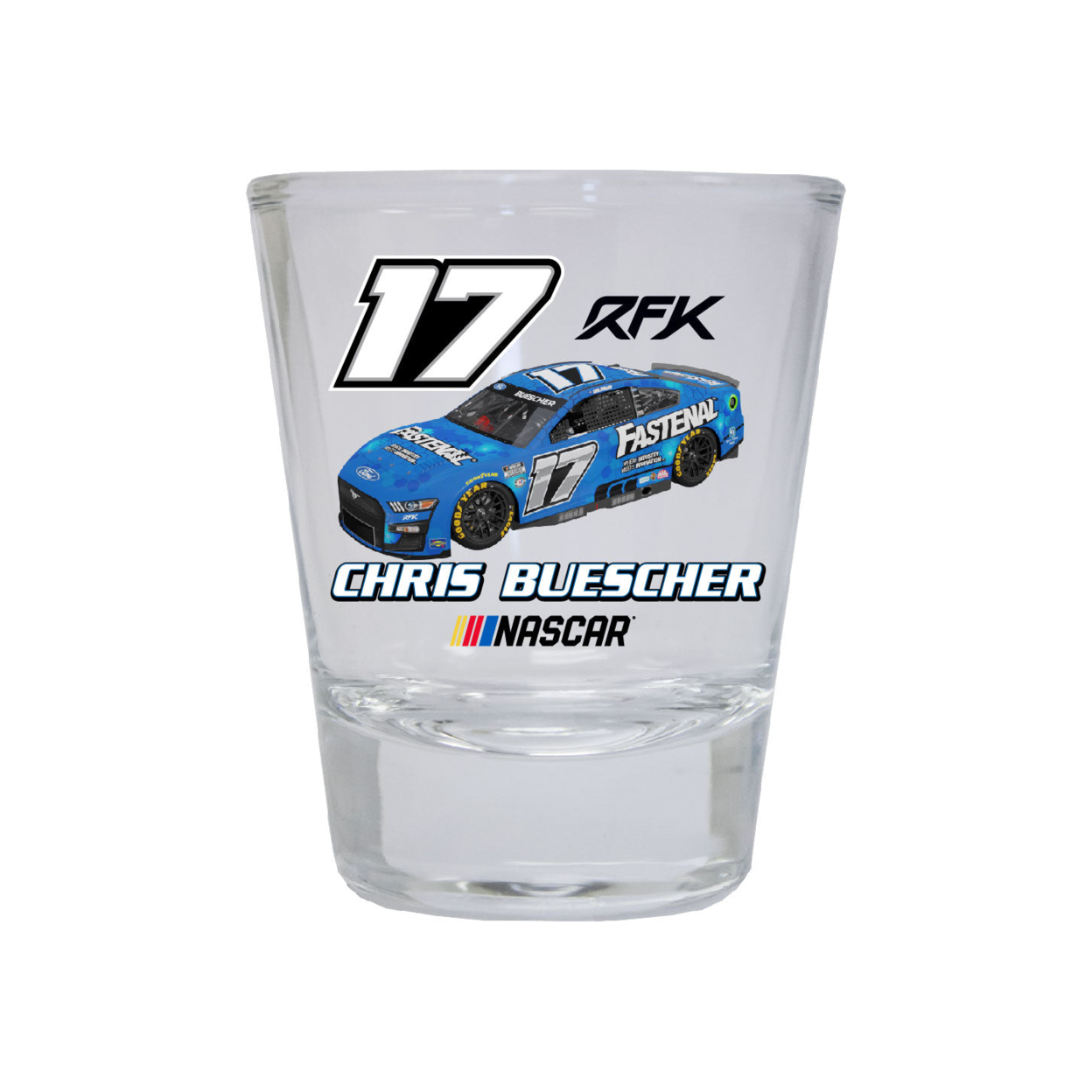 #17 Chris Buescher NASCAR Officially Licensed Round Shot Glass