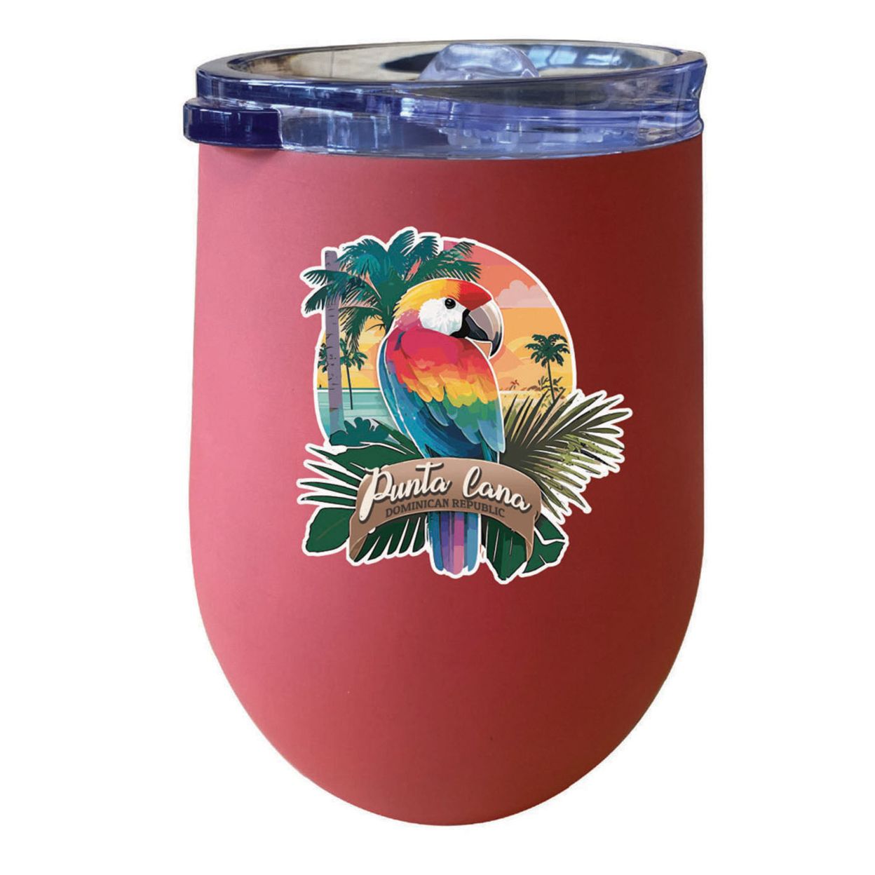 Punta Cana Dominican Republic Souvenir 12 Oz Insulated Wine Stainless Steel Tumbler - Coral, PARROT