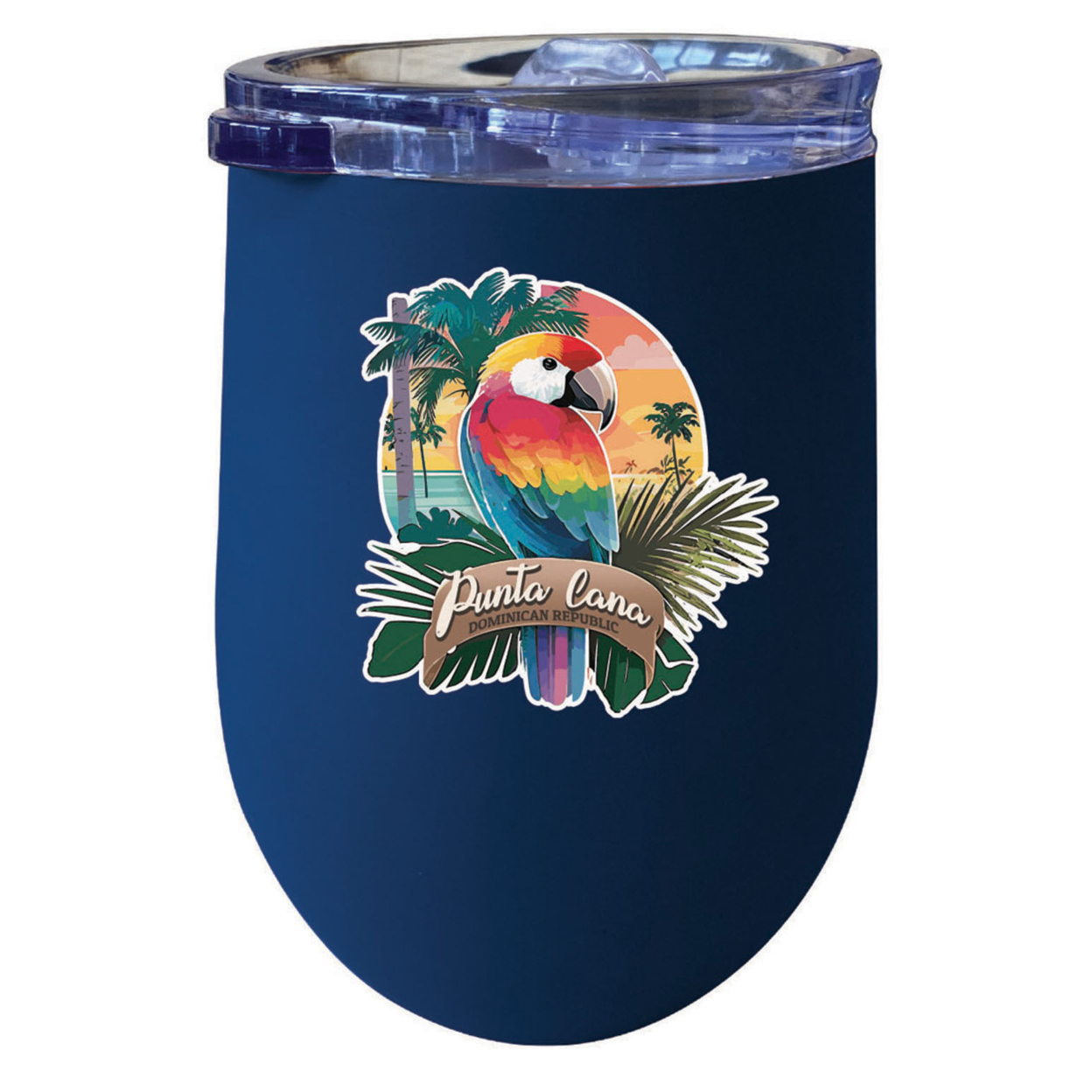 Punta Cana Dominican Republic Souvenir 12 Oz Insulated Wine Stainless Steel Tumbler - Navy, PARROT
