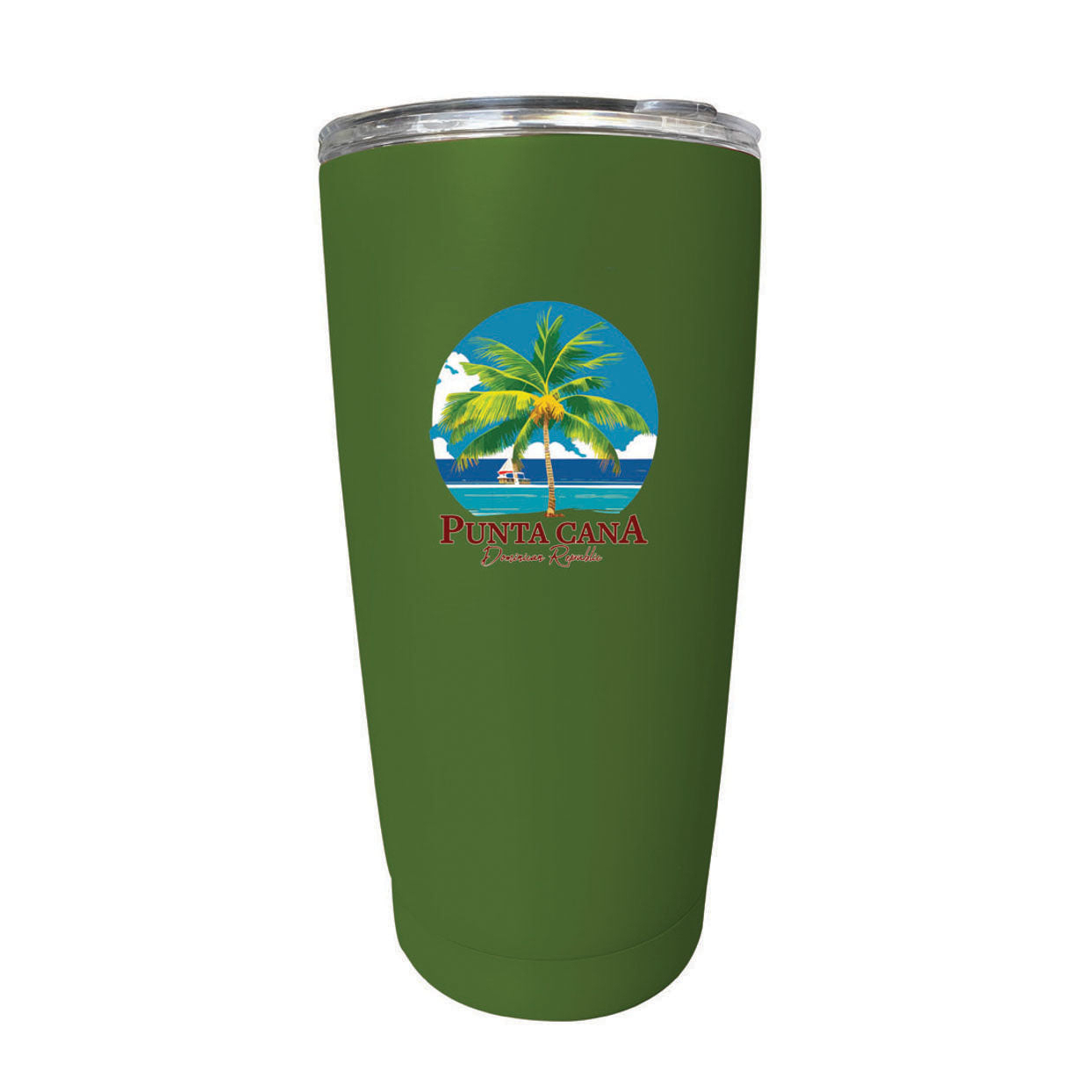Punta Cana Dominican Republic Souvenir 16 Oz Stainless Steel Insulated Tumbler - Red, PALM