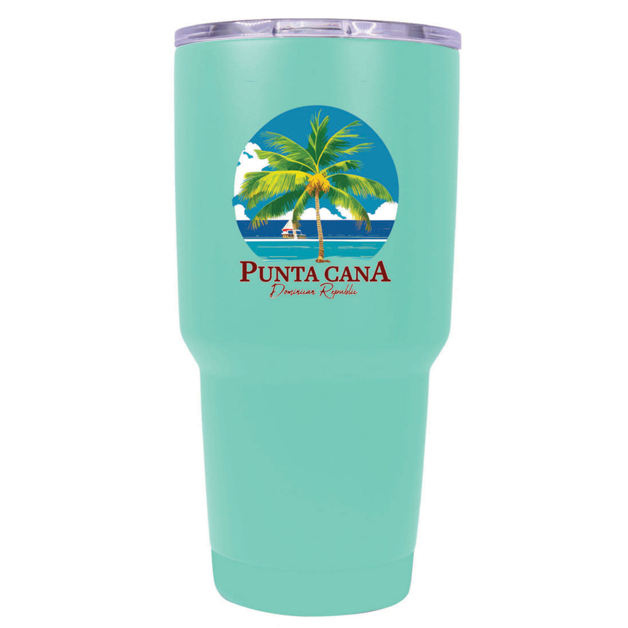 Punta Cana Dominican Republic Souvenir 24 Oz Insulated Stainless Steel Tumbler - Coral, PALM