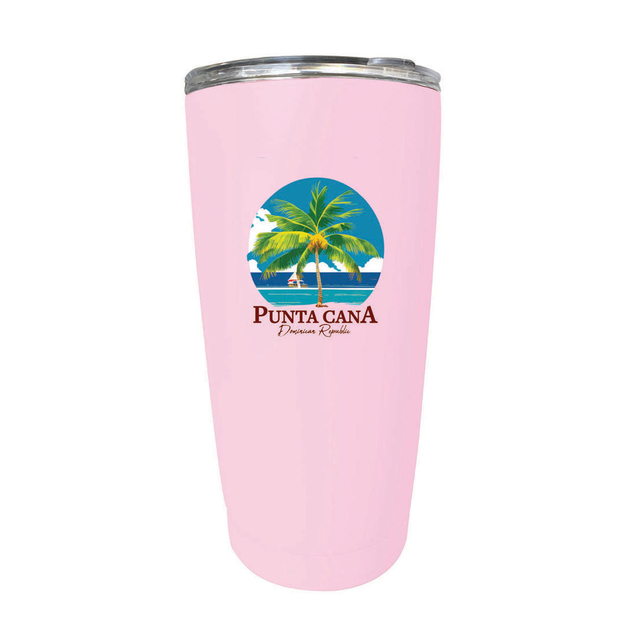 Punta Cana Dominican Republic Souvenir 16 Oz Stainless Steel Insulated Tumbler - Pink, PALM