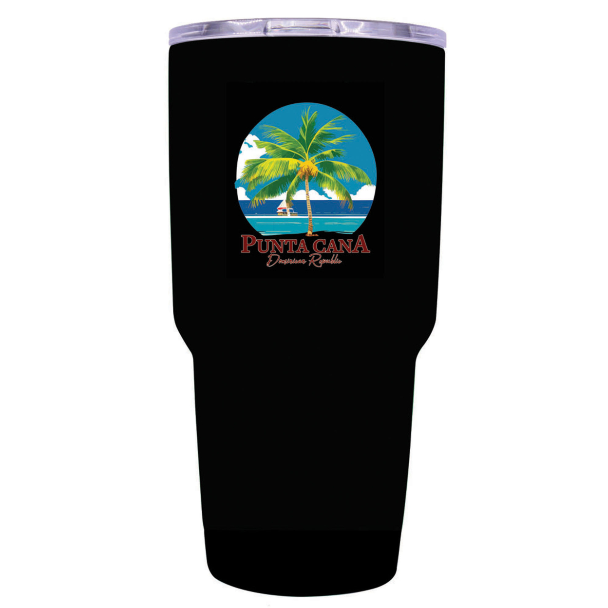 Punta Cana Dominican Republic Souvenir 24 Oz Insulated Stainless Steel Tumbler - Black, PALM