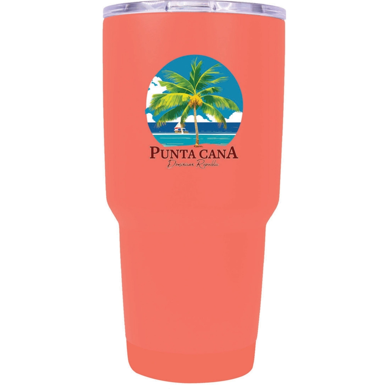 Punta Cana Dominican Republic Souvenir 24 Oz Insulated Stainless Steel Tumbler - Coral, PALM